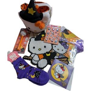 Hello Kitty Boo Basket Halloween Candy Bucket Sticker Sheet socks 2004-2008 New